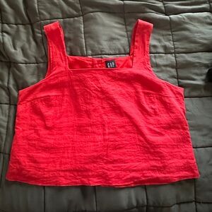 GAP M red linen blend cropped tank